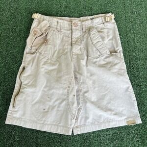 VTG Y2K Men Aaron Chang Wide-Leg Baggy Cargo Khaki Skate Shorts 31x11 JNCO Style